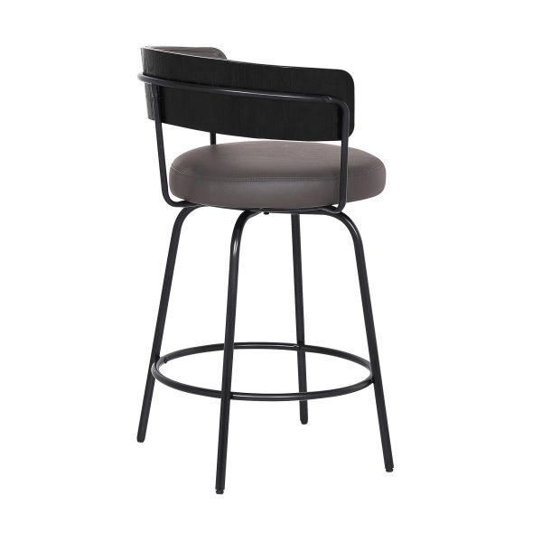 26  Gray Faux Leather Modern Swivel Bar Stool By Homeroots Cheap - Image 4