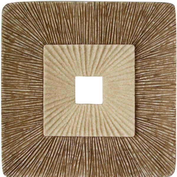 Brown Concave Square Double Layer Ribbed Wall Plaque Set of 2 By Homeroots Online - Image 4