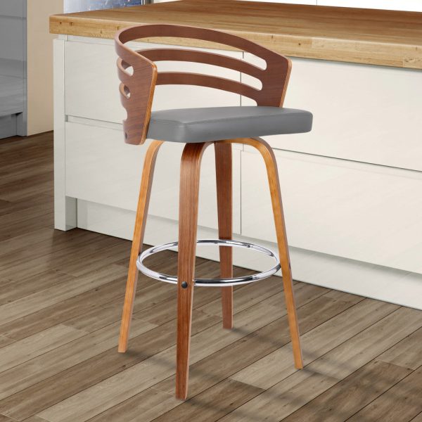 26  Gray Modern Faux Leather Swivel Bar Stool By Homeroots Online