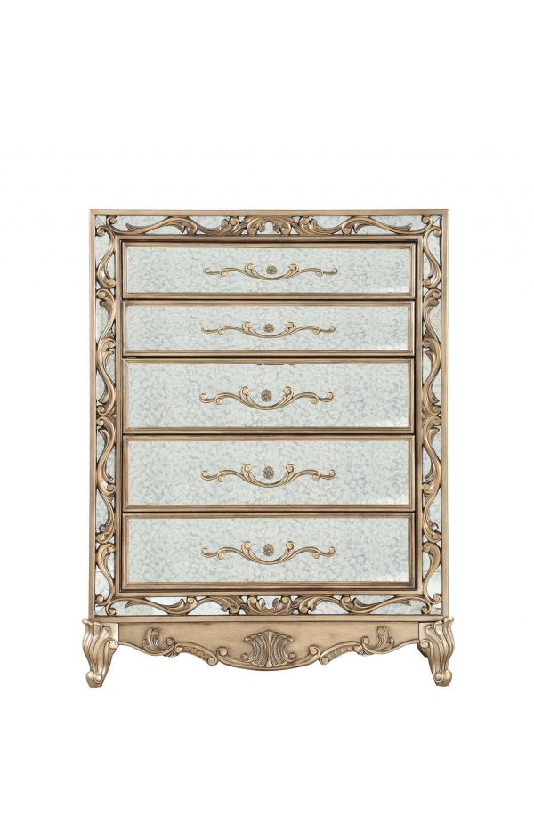 Antique Gold Wood Mirror Chest By Homeroots Fashion