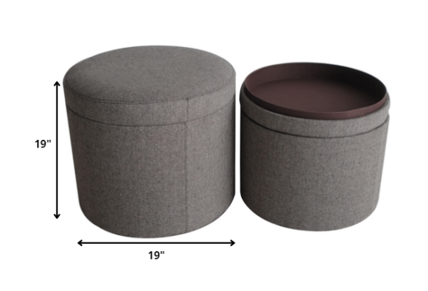Gray Tweed Storage Ottoman By Homeroots Online - Image 2