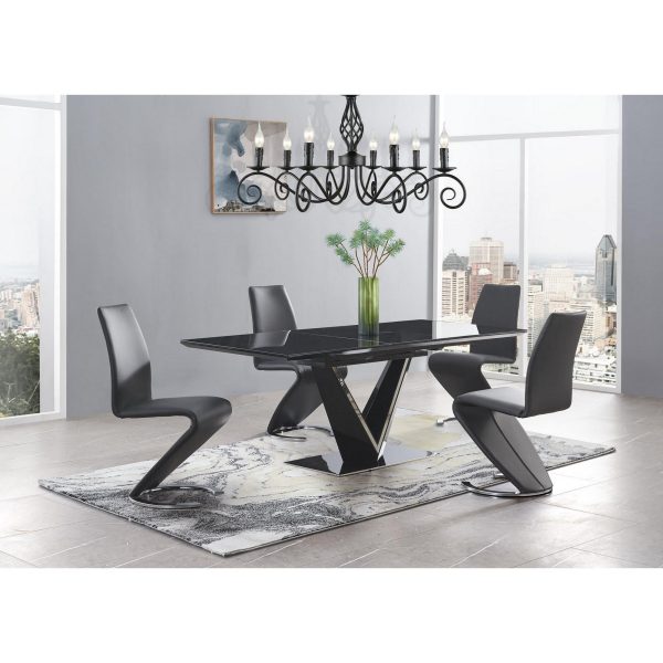 Set Of 2 Black Z Shape Design Dining Chairs With Horse Shoe Shape Base By Homeroots Online now