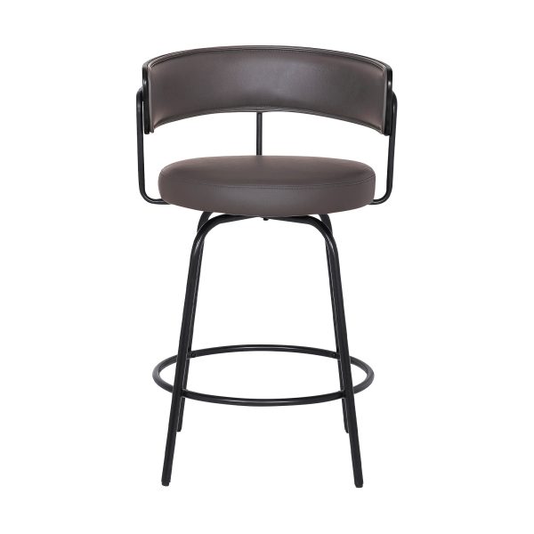26  Gray Faux Leather Modern Swivel Bar Stool By Homeroots Cheap - Image 2