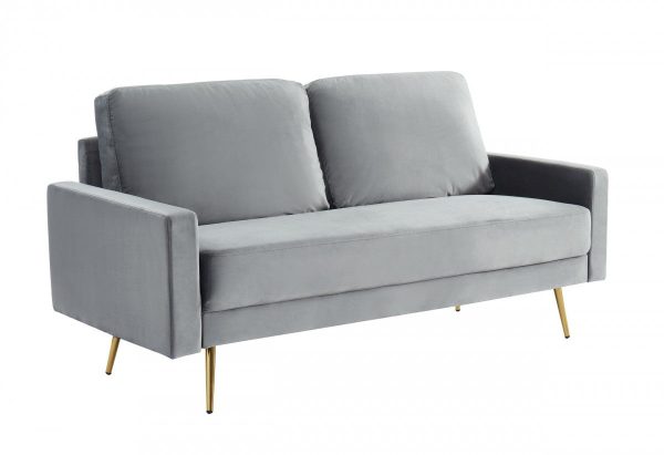 Compact 72  Grey Velvet Sofa With Two Cushions By Homeroots Online now