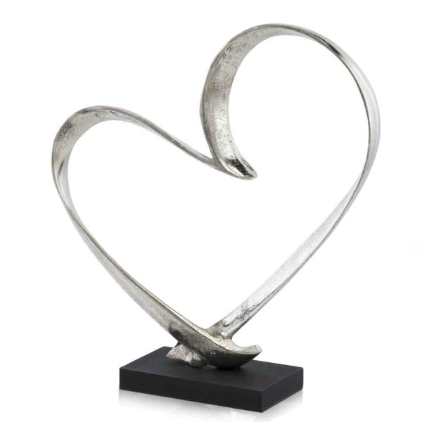 Raw Silver and Black Heart Sculpture By Homeroots Online now