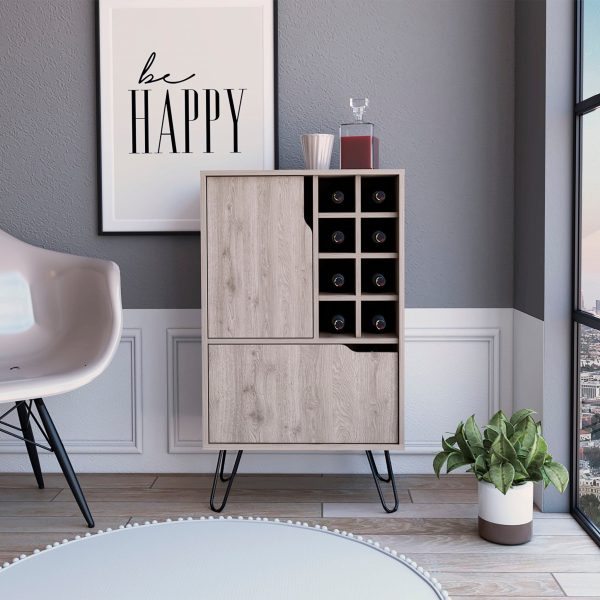 Light Gray Bar Cabinet with Two Door Panels By Homeroots For Sale