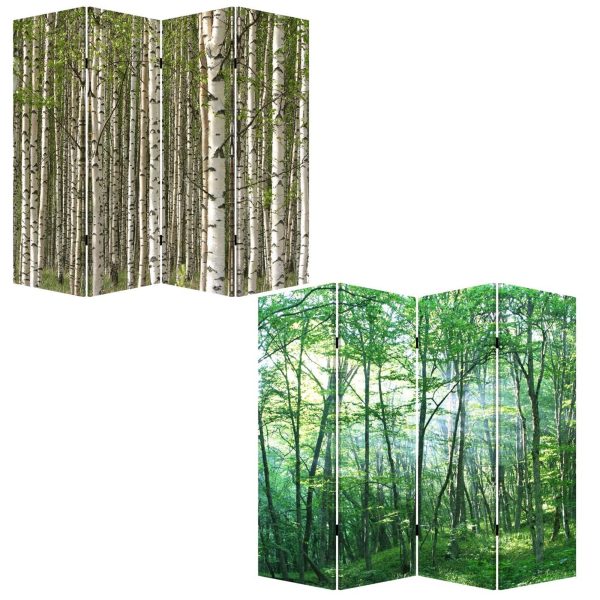 Multi Color Wood Canvas Prolific Forrest Screen By Homeroots For Cheap - Image 3