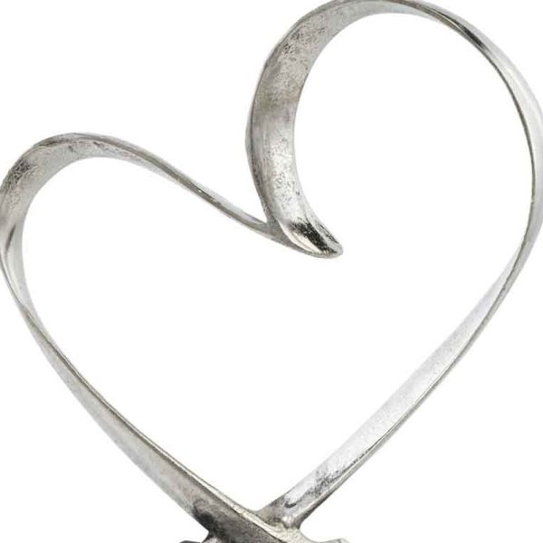 Raw Silver and Black Heart Sculpture By Homeroots Online now - Image 4