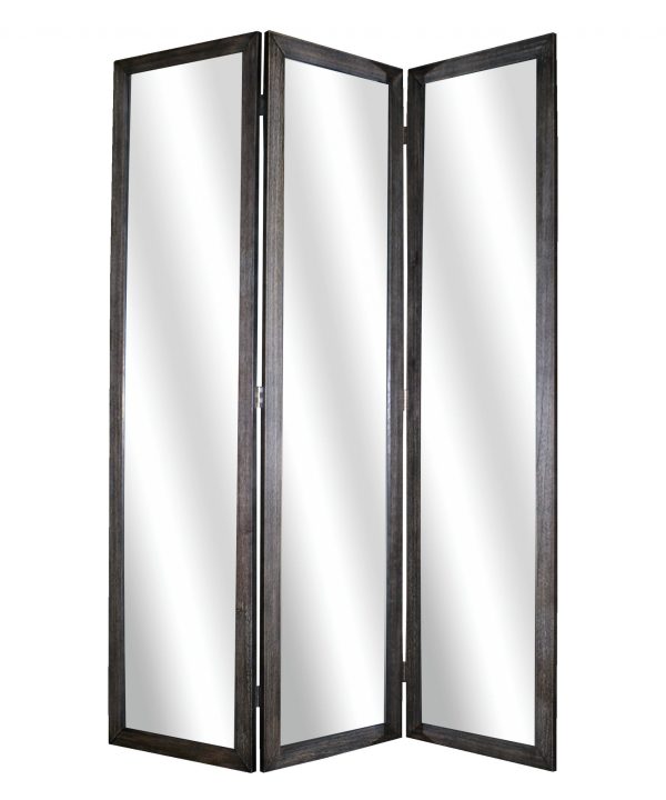 Black Glass & Wood Mirror Screen By Homeroots - 274676 Online - Image 3