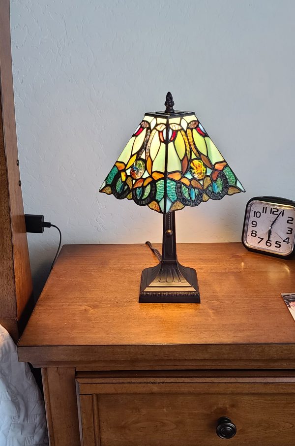 15  Tiffany Style Vintage Abstract Teal Table Lamp By Homeroots Hot on Sale - Image 4