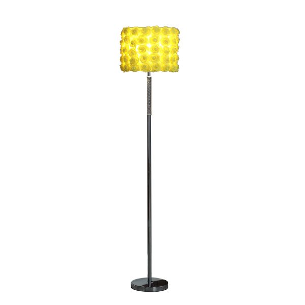 63  Steel Traditional Shaped Floor Lamp With Yellow Roses Drum Shade By Homeroots Supply - Image 4