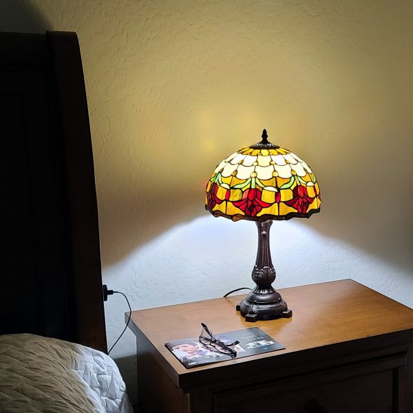 19  Tiffany Style Red Tulips Table Lamp By Homeroots Supply - Image 3