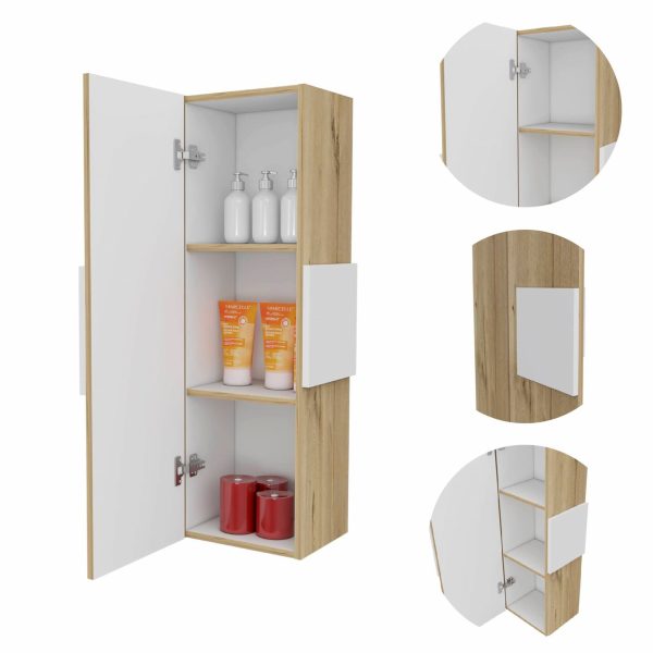 Light Oak and White Multi Purpose Vertical Hanging Cabinet By Homeroots Online - Image 4