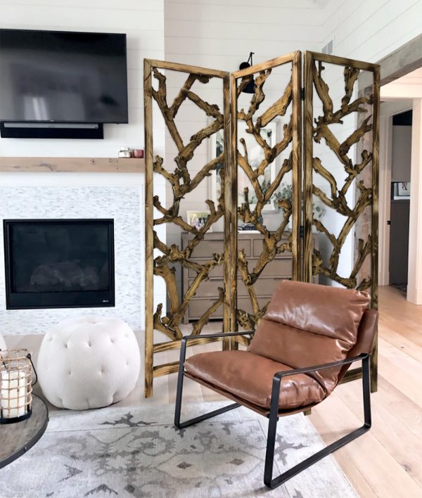 Rustic Earthy Wood Root Three Panel Room Divider Screen By Homeroots Supply - Image 4