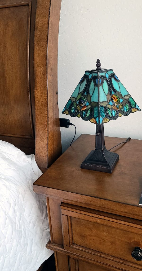 15  Tiffany Style Vintage Abstract Teal Table Lamp By Homeroots Hot on Sale - Image 5