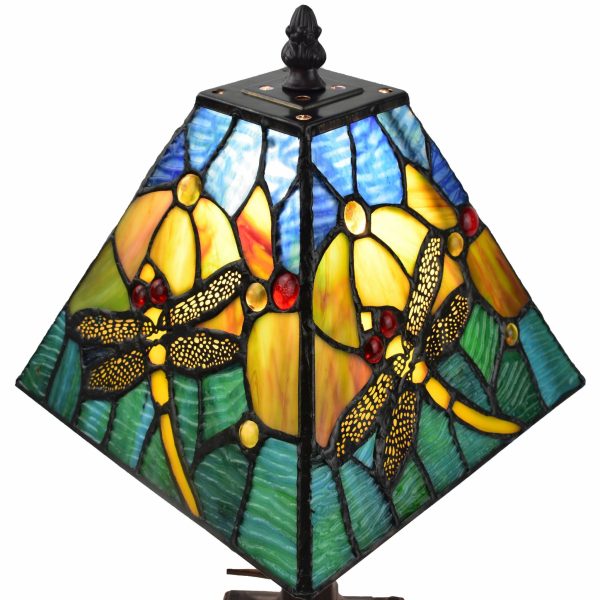 15  Tiffany Style Yellow Dragonflies Jeweled Table Lamp By Homeroots Fashion - Image 5