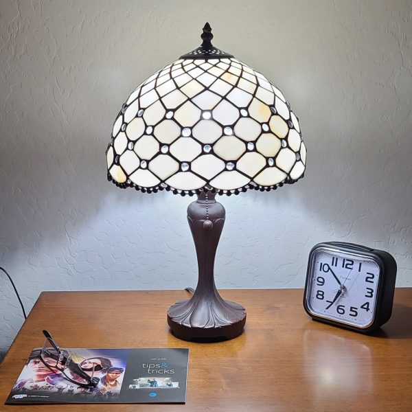 19  Tiffany Style Jeweled Glass Shade Table Lamp By Homeroots Online now