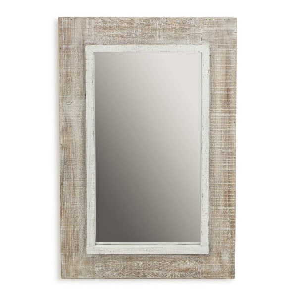 Rectangular Rustic White Wash Finish Wall Mirror By Homeroots For Discount - Image 4